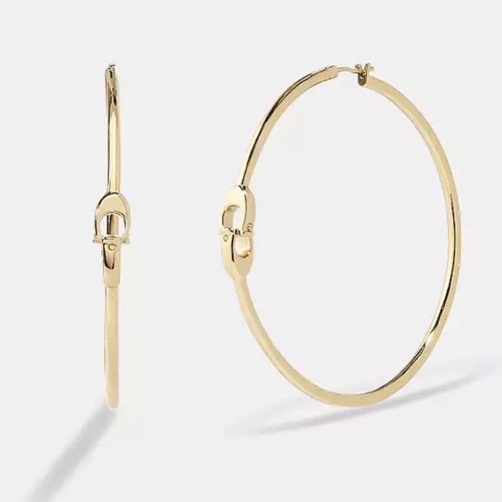 NEW COACH Interlocking C Enamel Medium Hoop Earrings